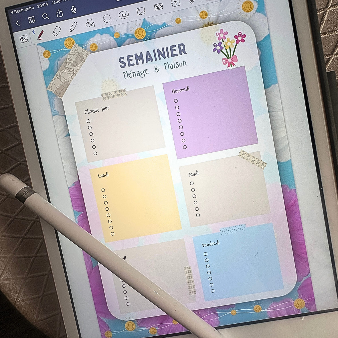 Digital - Semainier Ménage & Maison - Fleurs
