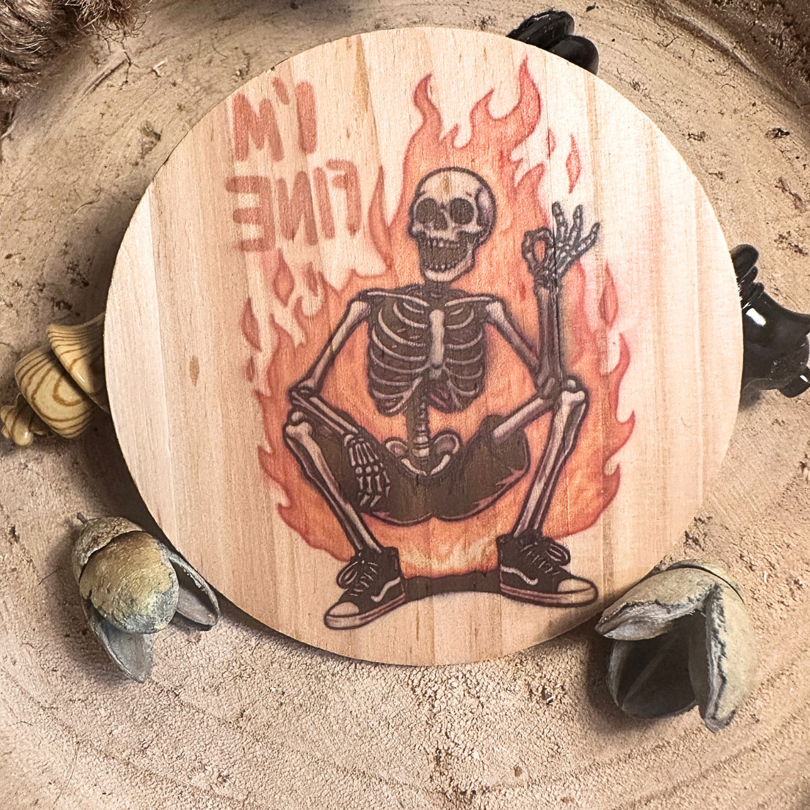 Dessous de Verre - Squelette Flammes