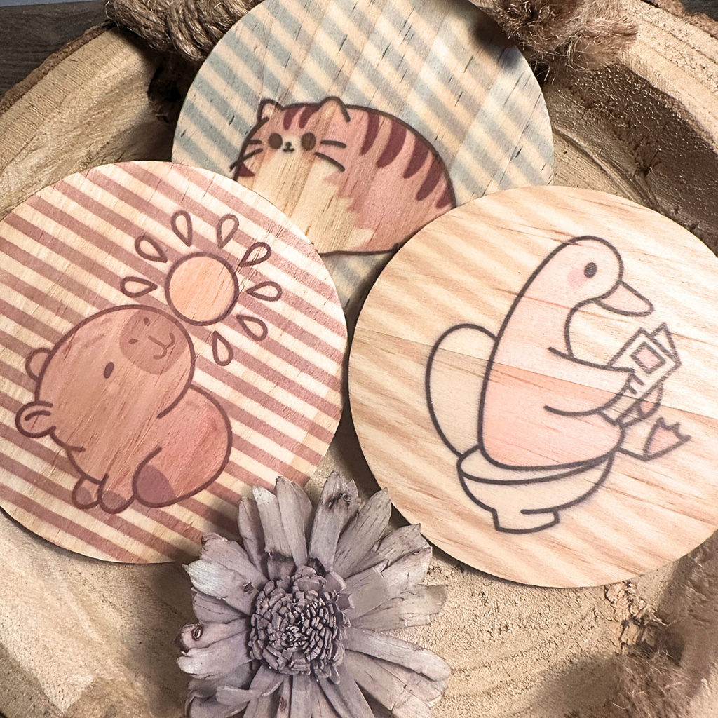 Lot de 3 Dessous de Verre - Collection Canard Chat Cabybara
