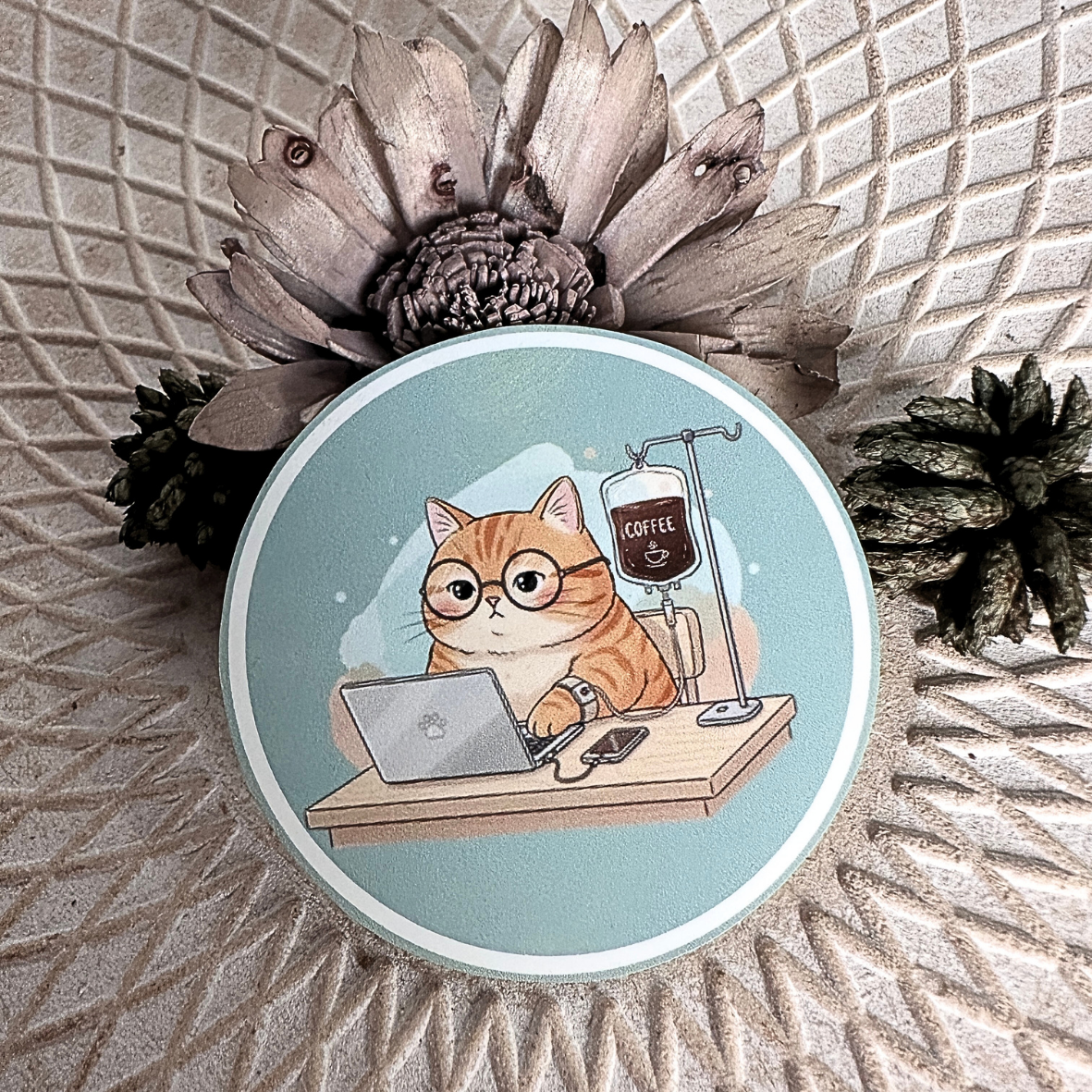 Stickers Couleur - Chat ordi