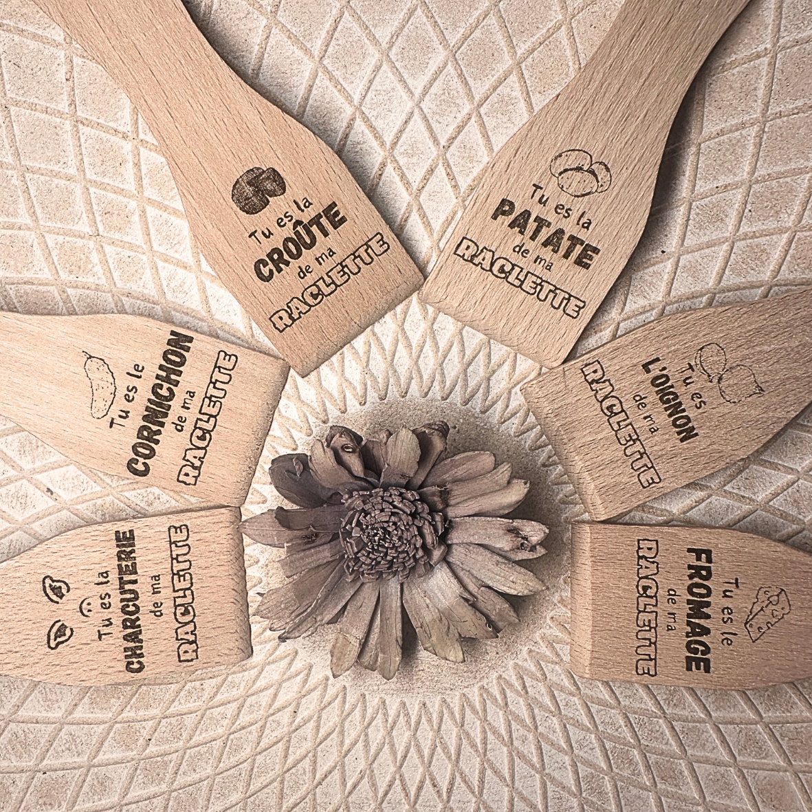 Spatules à raclette - Lot de 6 - Collection Amour