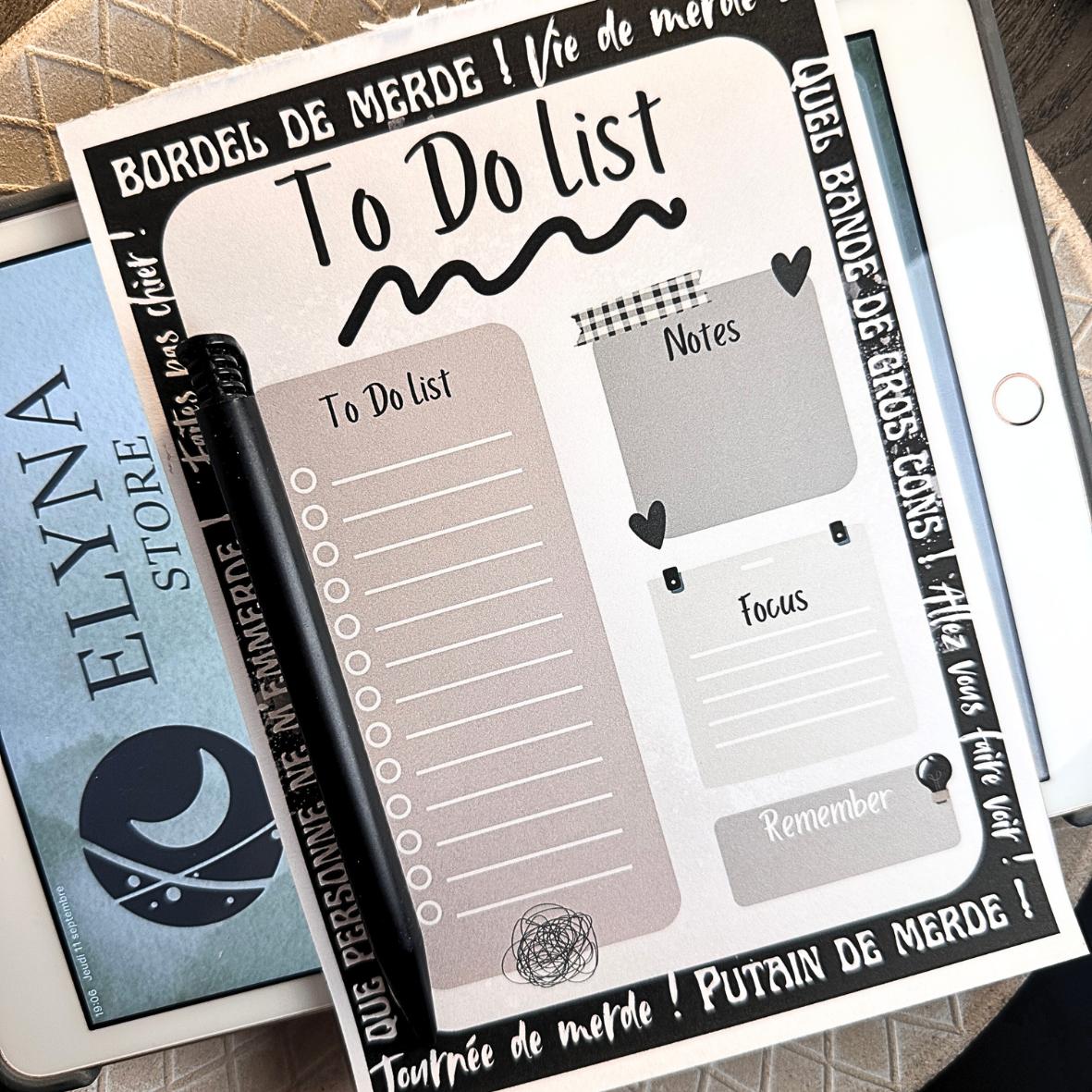 Bloc Notes - To Do List - Aigri