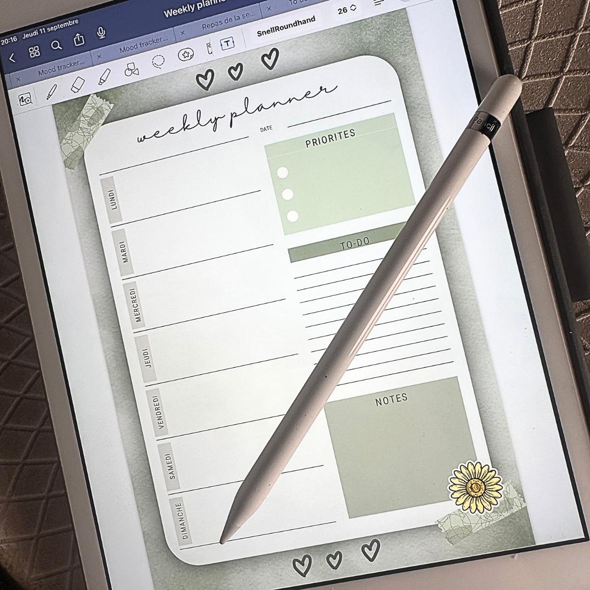 Digital - Weekly Planner - Tournesol