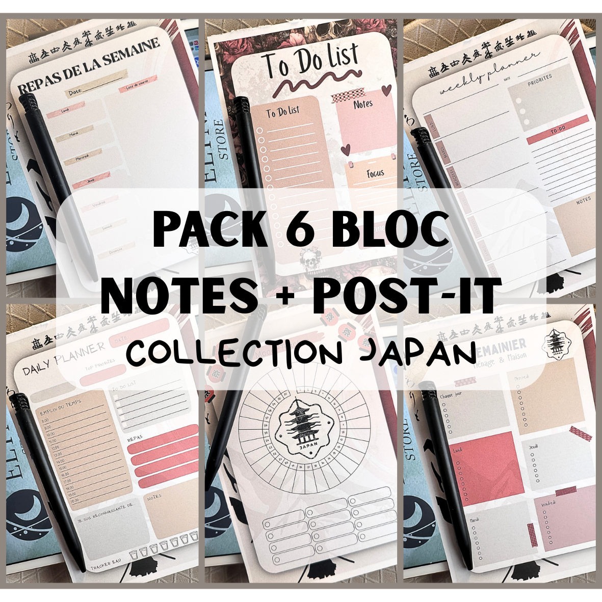 Lot Bloc Notes Organisateurs  - Collection Japon
