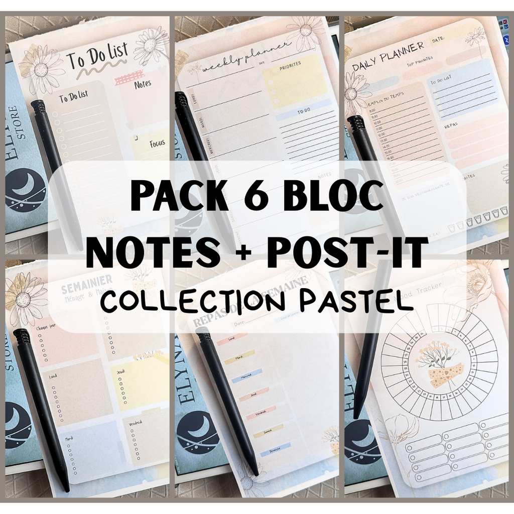 Lot Bloc Notes Organisateurs  - Collection Pastel